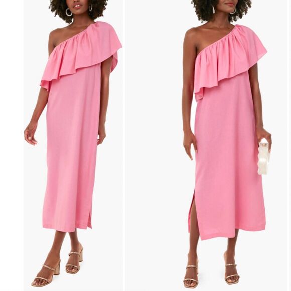 Tuckernuck Pomander Place Florencia One Shoulder Dress Flamingo Pink Size XS - Picture 1 of 6
